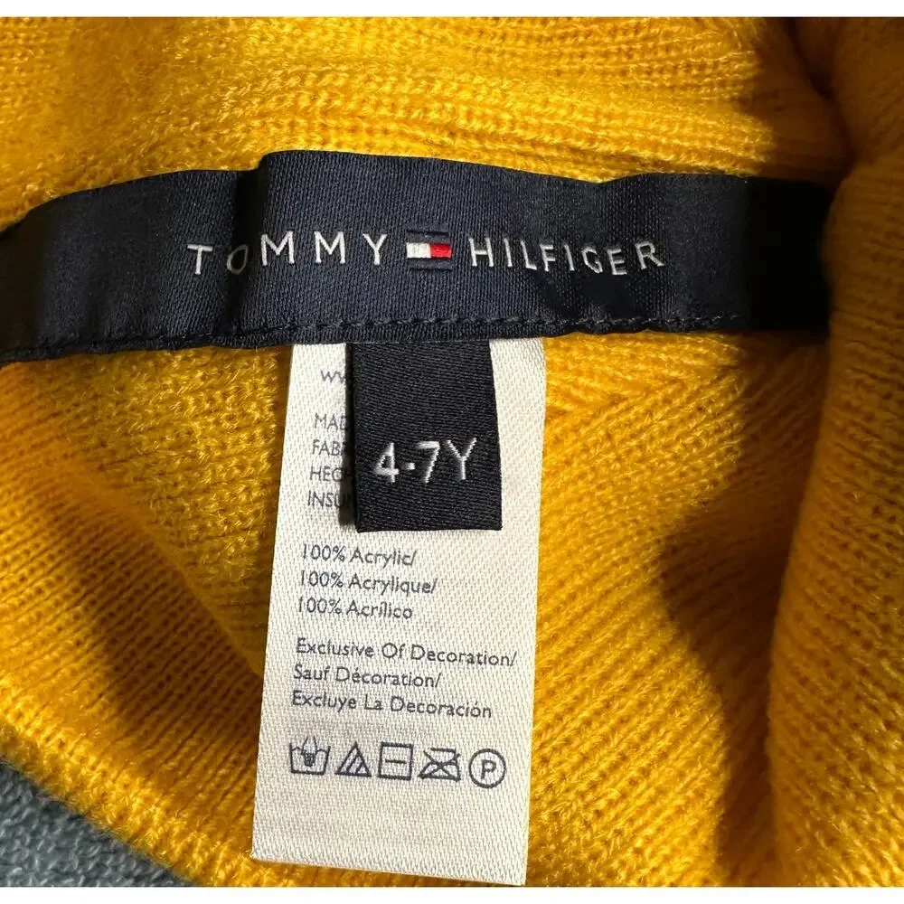 Tommy Hilfiger Hat and Glove Set 4-7 Yrs Youth NEW NWT Gray Yellow